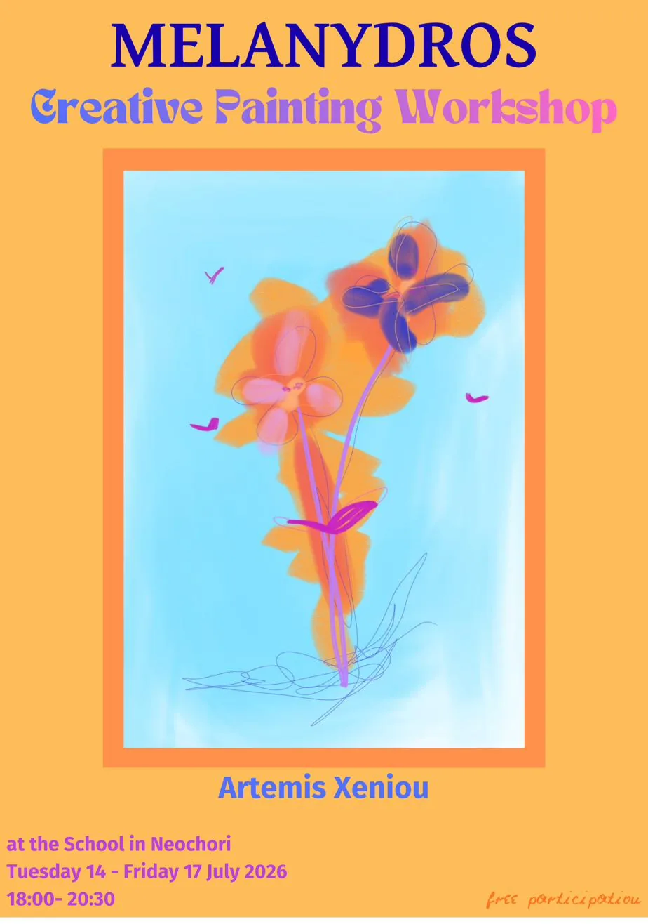 Poster for the Creative Painting Workshop with Artemis Xeniou in Neochori
